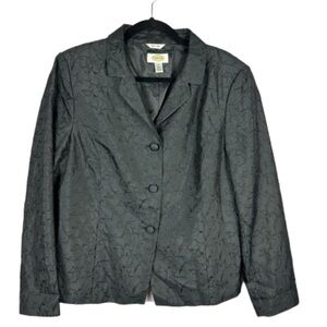 Talbots Classic Pure Silk Embroidered Blazer Jacket Size 12 Black